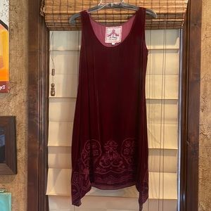 Johnny Was JWLA Velvet Sleeveless Embroidered Dress